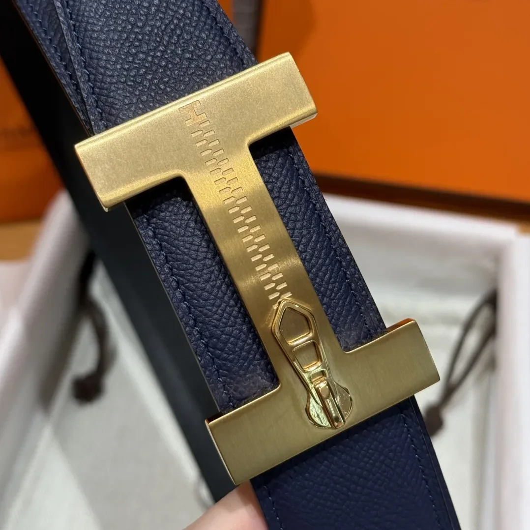 Hermès H-Zip Reversible Belt Navy Blue & Black Hermès H-Zip Reversible Belt Navy Blue & Black