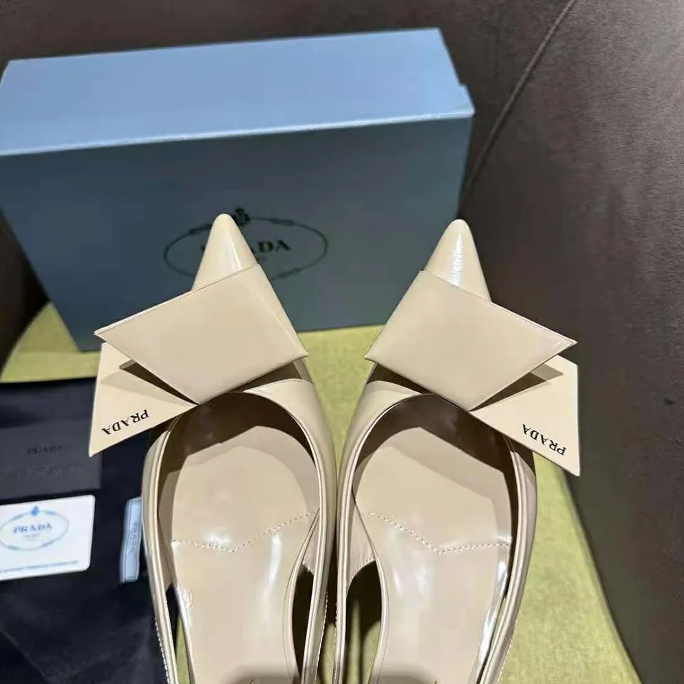 Prada Brushed Leather Slingback Pumps for Women in Pink