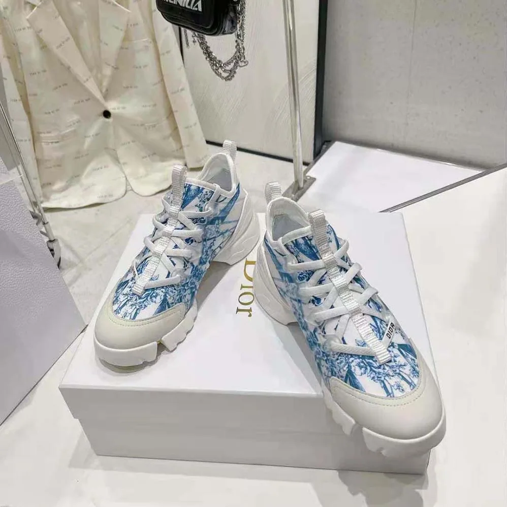 Dior D-Connect Sneaker Blue Multicolor Technical Fabric with Rêve D'Infini Print for Women