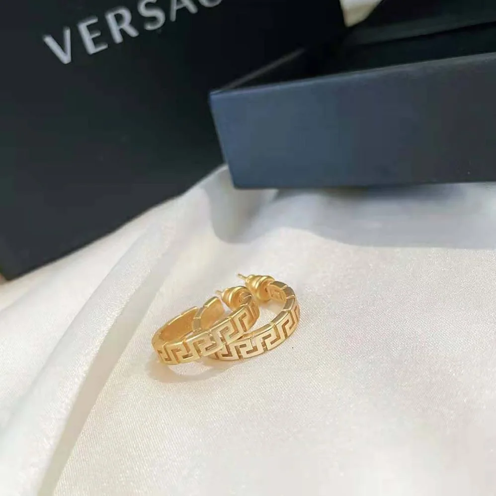 Versace Small Greca Hoop Earrings for Women in Gold