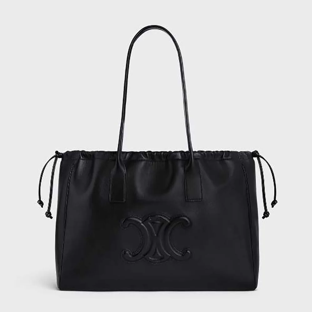 Celine Cabas Drawstring Cuir Triomphe in Smooth Calfskin for Women in Black Celine Cabas Drawstring Cuir Triomphe in Smooth Calfskin for Women in Black