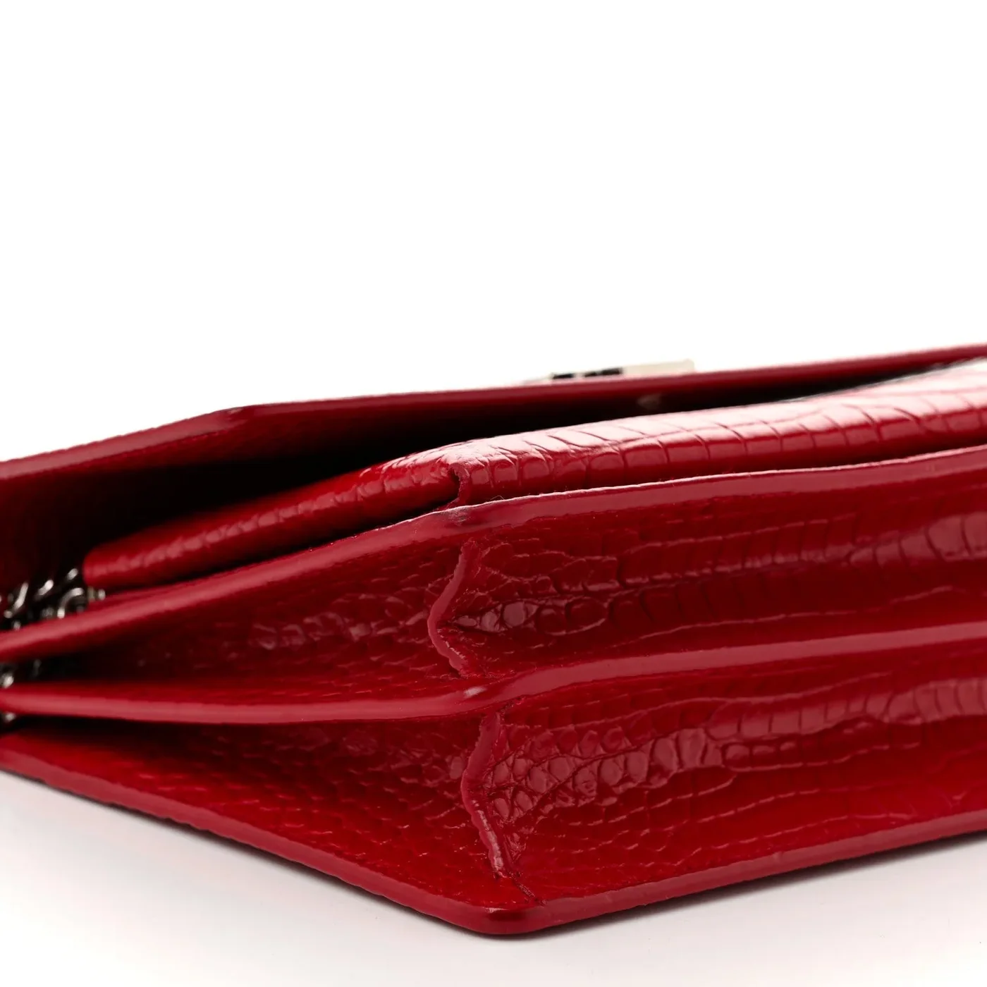 Saint Laurent Sunset Medium Chain Crossbody Bag in Rouge Silver Hardware