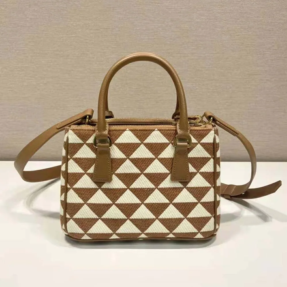 Prada Galleria Embroidered Jacquard Fabric Micro-Bag for Women in Brown Prada Galleria Embroidered Jacquard Fabric Micro-Bag for Women in Brown
