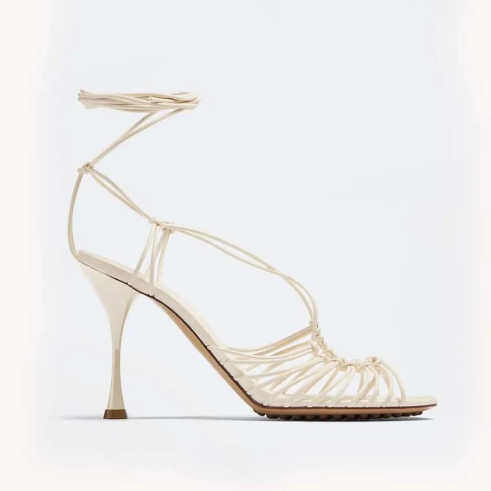 Bottega Veneta Dot Leather Sandals for Women in White