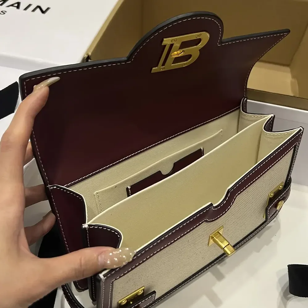 Balmain B Buzz 24 Canvas and Leather Bag for Women Balmain B Buzz 24 Canvas and Leather Bag for Women