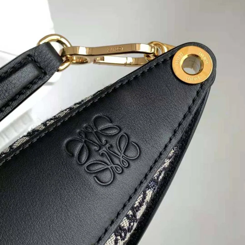 Loewe Luna Bag in Anagram Jacquard and Classic Calfskin for Women in Black