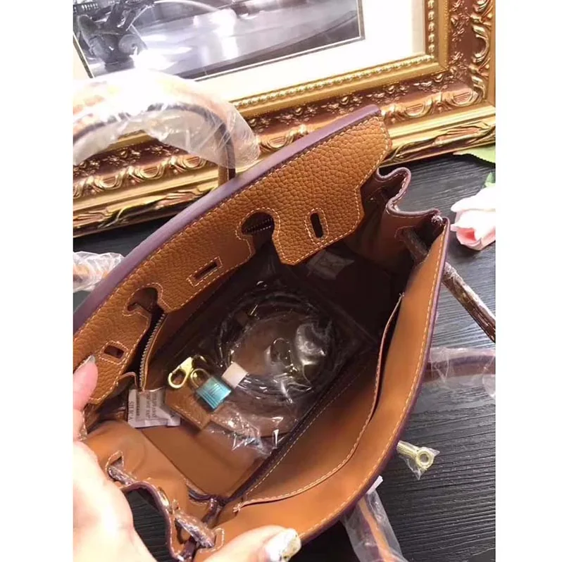 Hermes Birkin 25 Bag in Togo Leather with Gold Hardware in Brown Hermes Birkin 25 Bag in Togo Leather with Gold Hardware in Brown