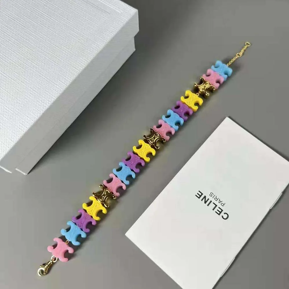 Celine Baby Bracelet in Brass with Gold Finish and Plexiglass for Women