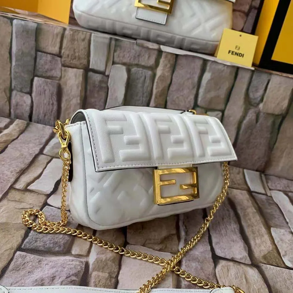 Fendi Baguette Soft Nappa Leather Bag for Women in White Fendi Baguette Soft Nappa Leather Bag for Women in White
