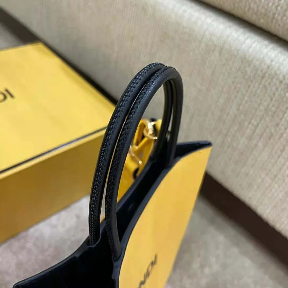 Fendi Fendi Pack Small Shopping Bag Yellow Leather Bag for Men