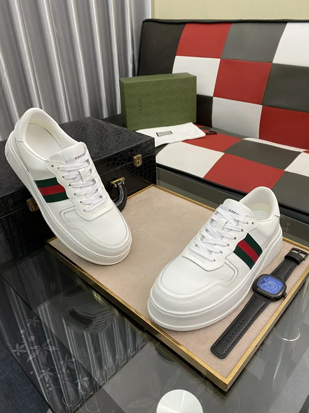 Gucci GG Sneaker With Web White for Men Gucci GG Sneaker With Web White for Men