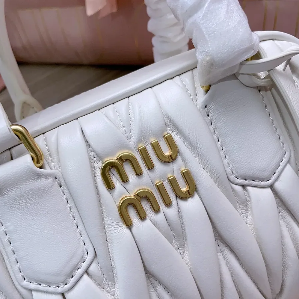 Miu Miu Arcadie Matelassé Nappa Leather Bag for Women in White Miu Miu Arcadie Matelassé Nappa Leather Bag for Women in White