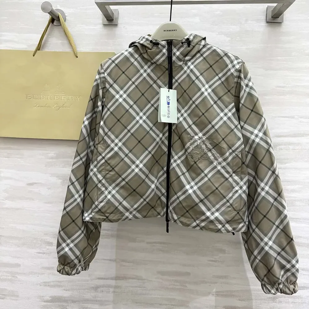 Burberry Cropped Reversible Check Hooded Jacket for Women Burberry Cropped Reversible Check Hooded Jacket for Women