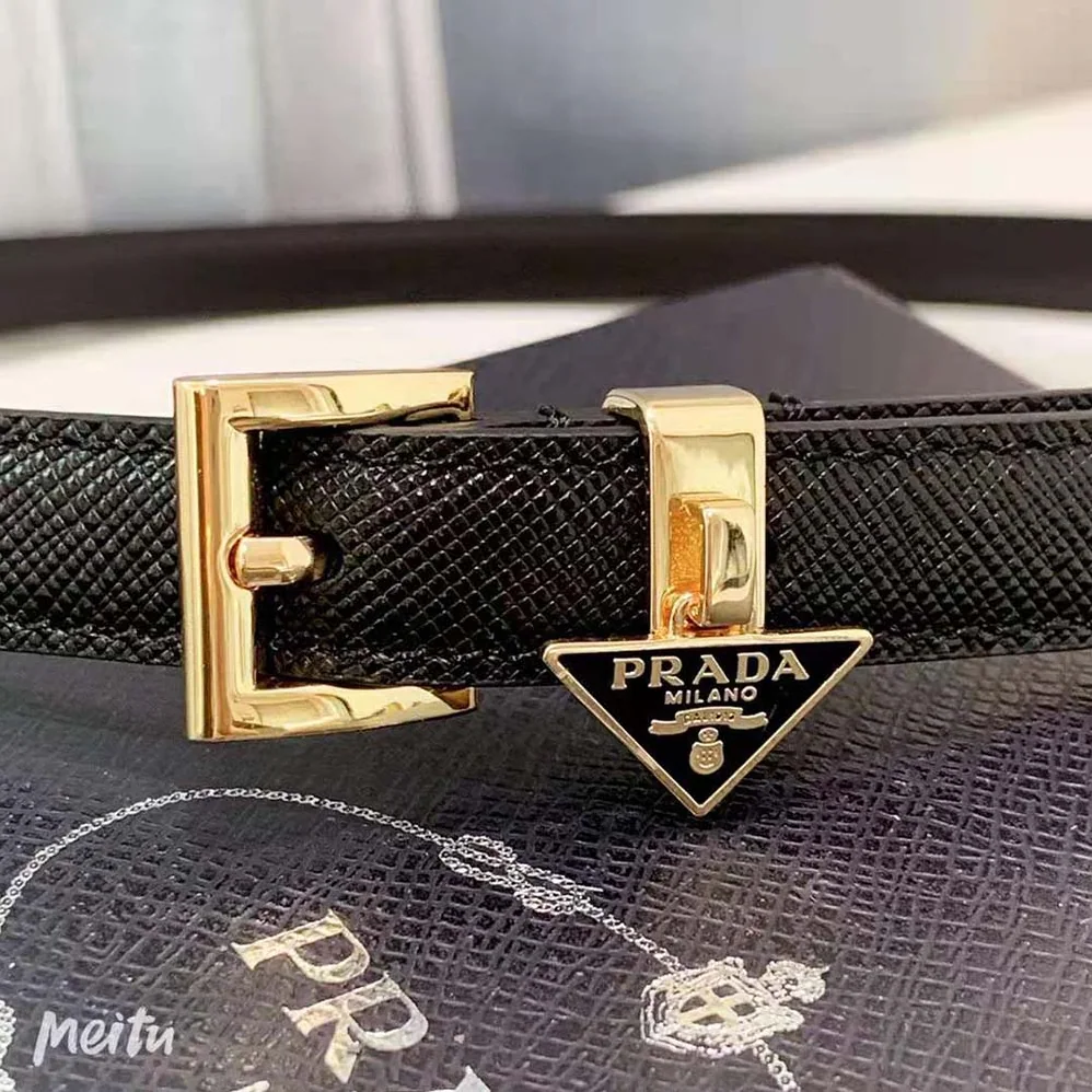 Prada Saffiano Leather Belt for Women in Black Prada Saffiano Leather Belt for Women in Black