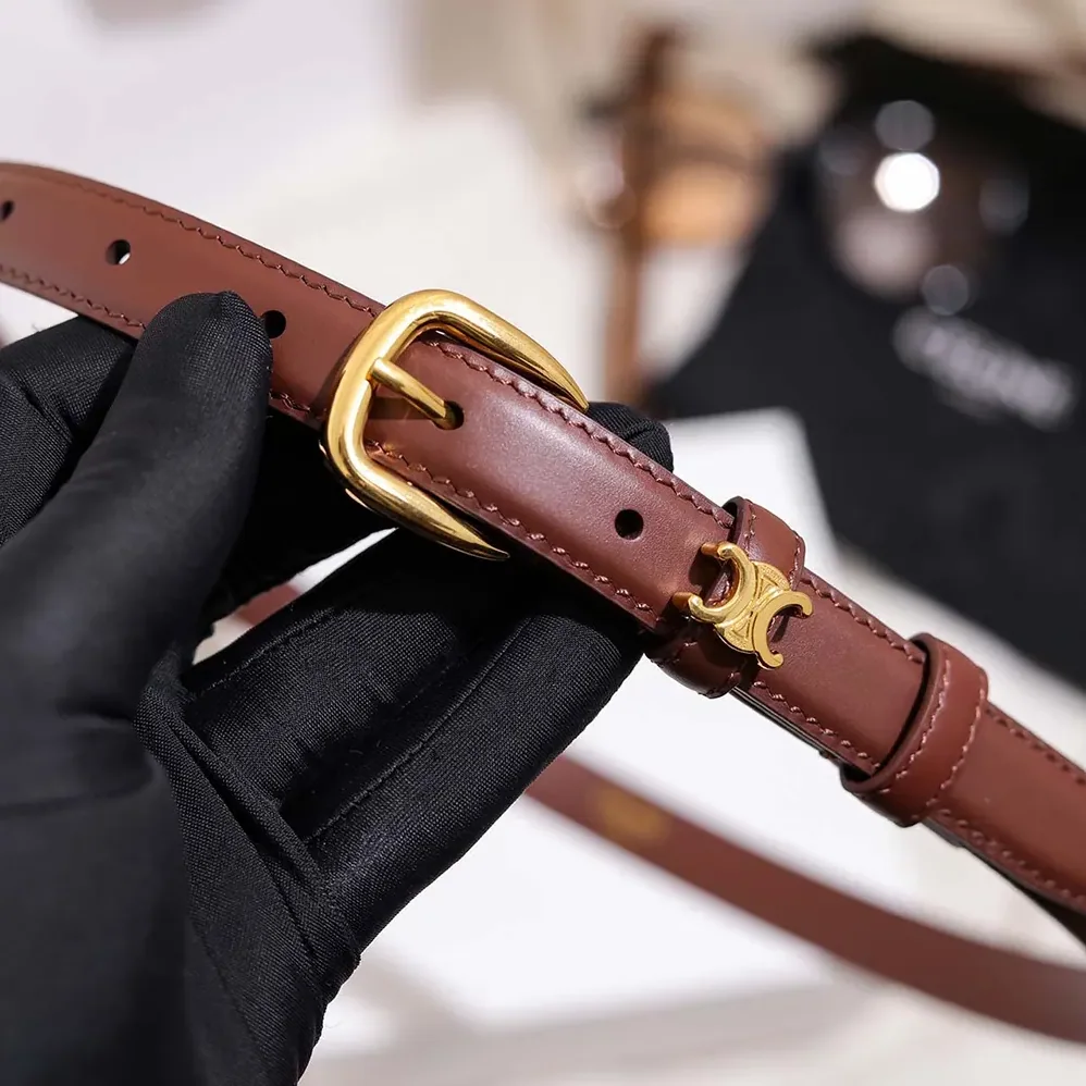 Celine Vivienne Belt 25Mm In Taurillon Leather for Women in Dark Brown