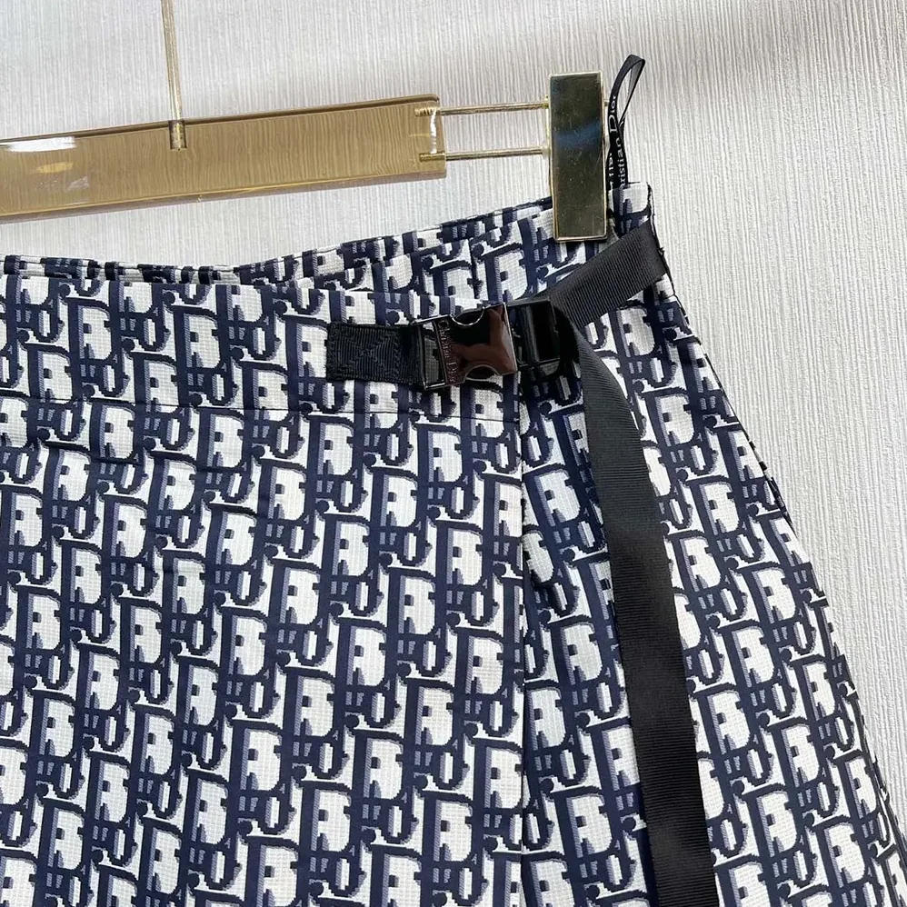 Dior Skort Blue Jacquard Technical Taffeta with Dior Oblique Motif for Women
