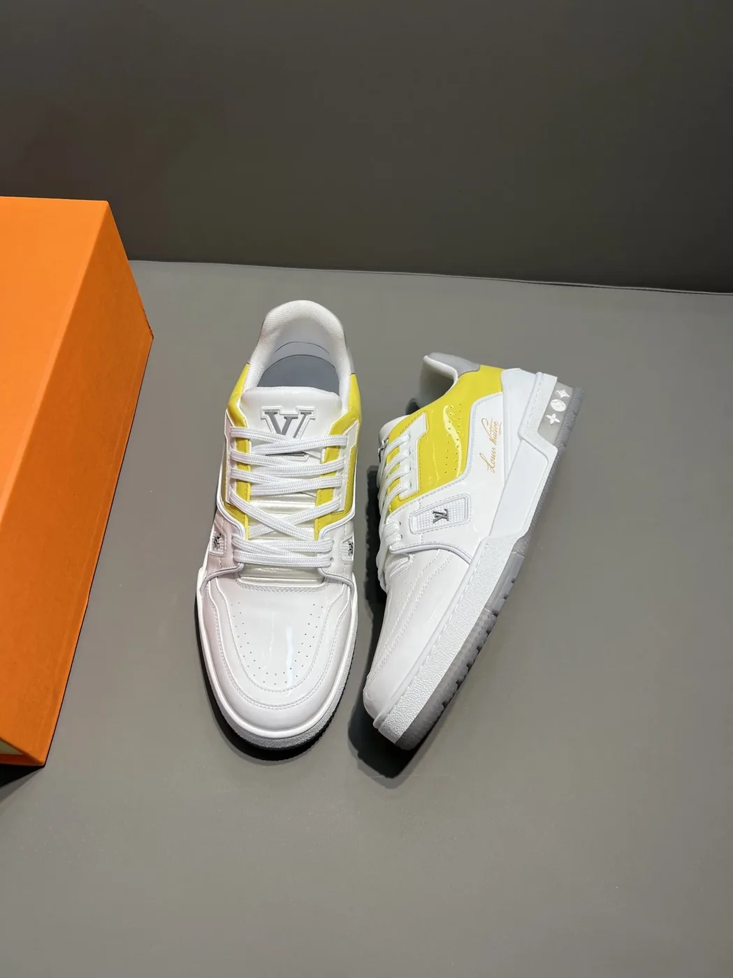 Louis Vuitton Trainer Sneaker White in Yellow Virgil Abloh Louis Vuitton Trainer Sneaker White in Yellow Virgil Abloh