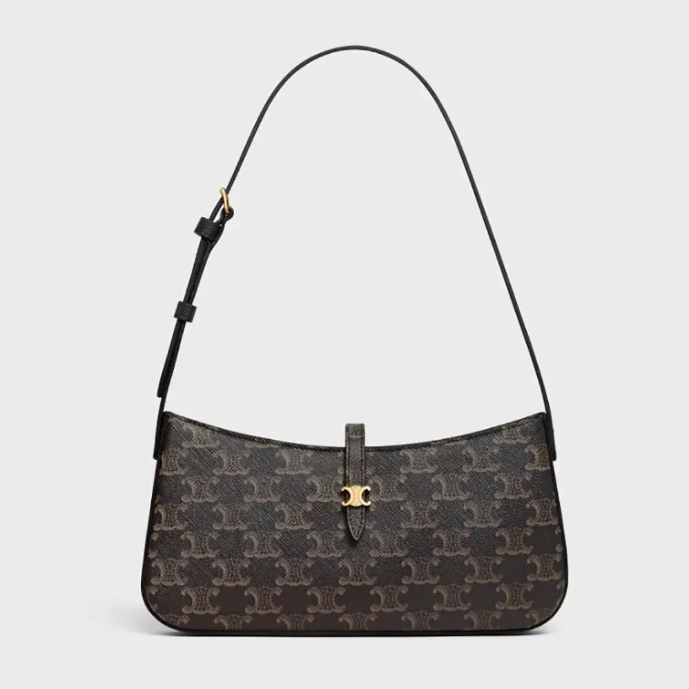 Celine Tina Shoulder Bag In Triomphe Canvas for Women in Black