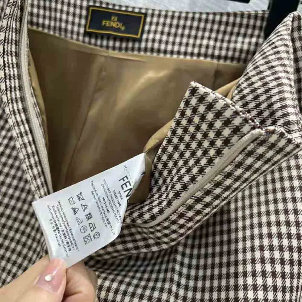 Fendi Beige Houndstooth Wool Shorts for Women