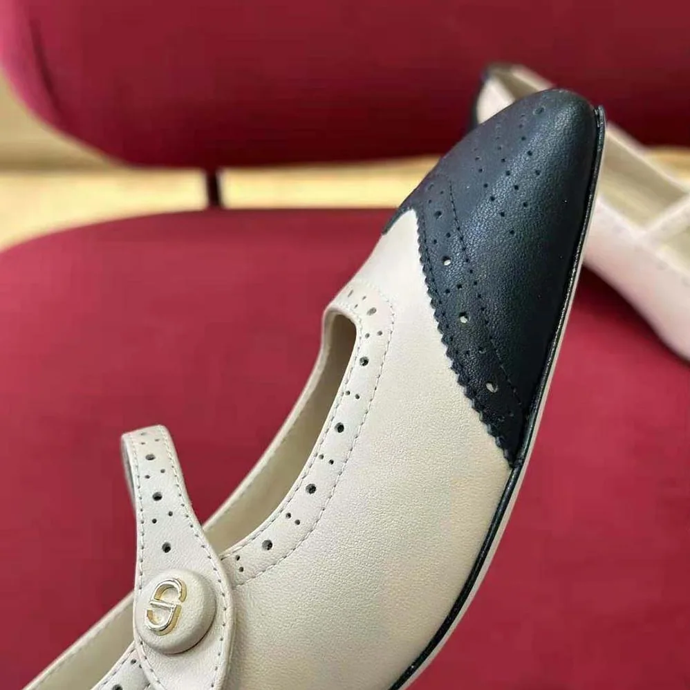 Dior Spectadior Ballet Pump Black and White Perforated Calfskin for Women Dior Spectadior Ballet Pump Black and White Perforated Calfskin for Women