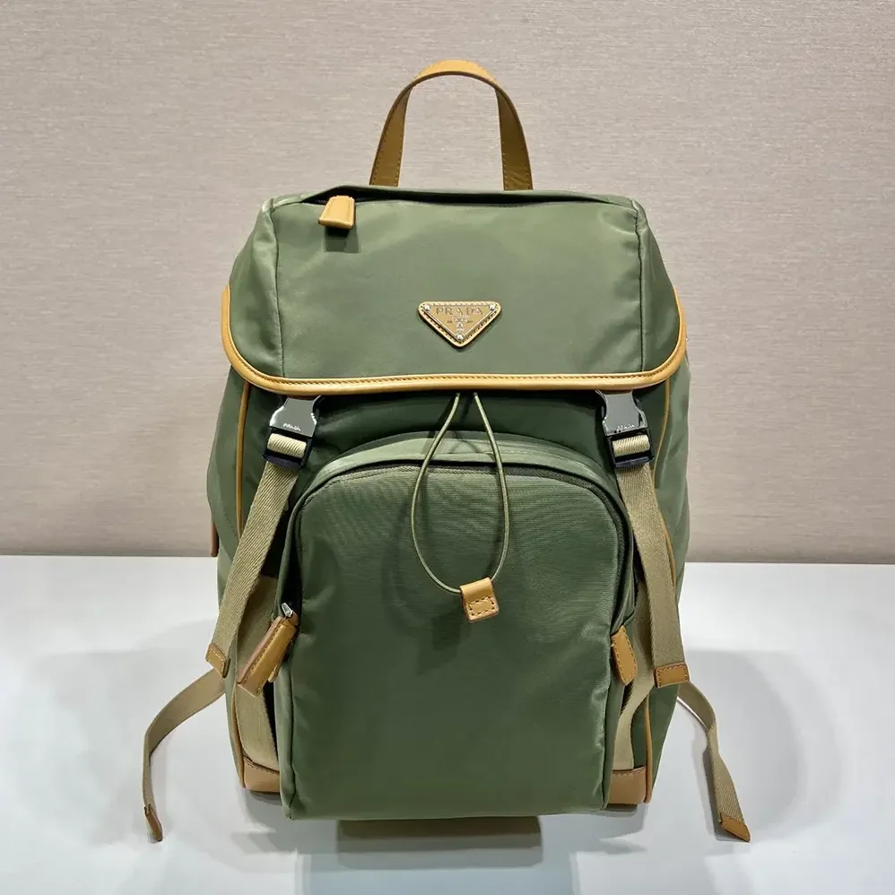 Prada Re-Nylon and Leather Backpack for Men in Dark Green Prada Re-Nylon and Leather Backpack for Men in Dark Green
