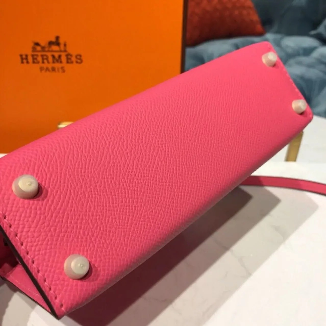 Hermes Mini Kelly Rose Tyrien Gold Toned Hardware / Hermes Mini Kelly Rose Tyrien Gold Toned Hardware /