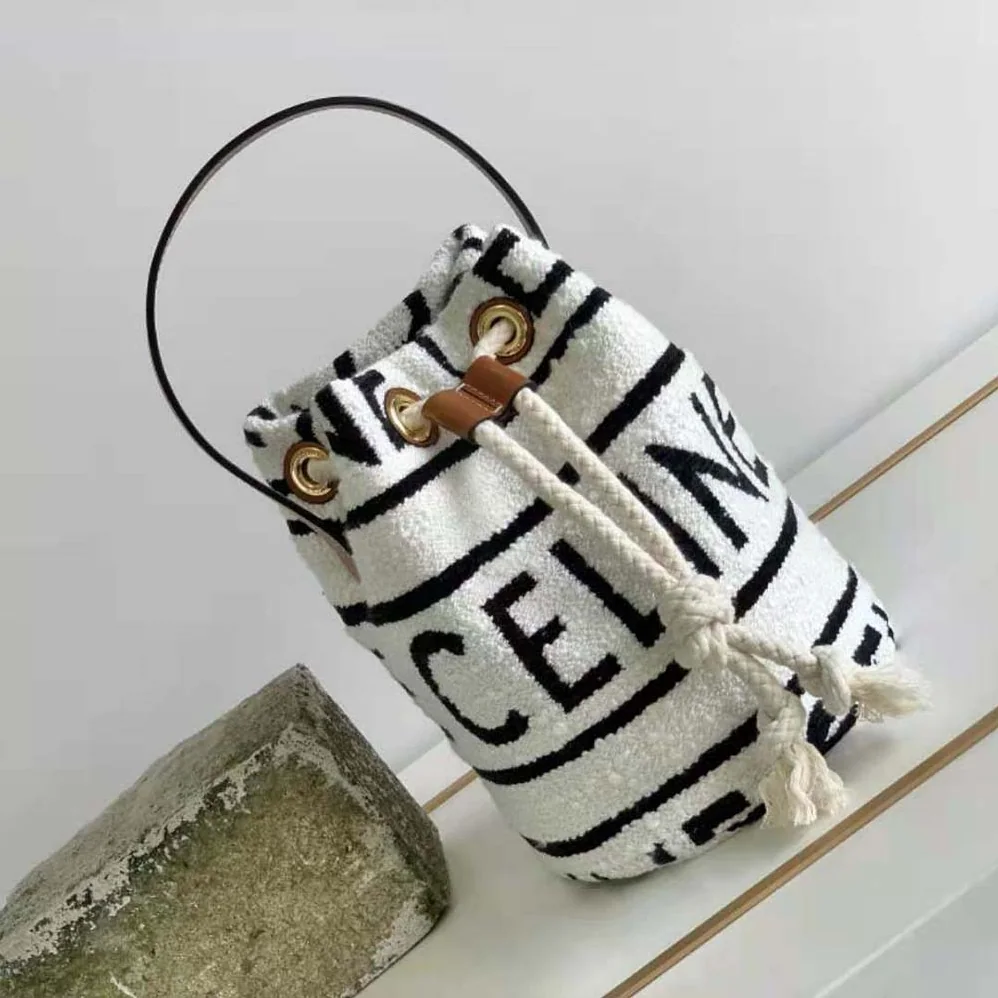 Celine Teen Drawstring in Textile with Celine All for Women in Over and Calfskin Celine Teen Drawstring in Textile with Celine All for Women in Over and Calfskin