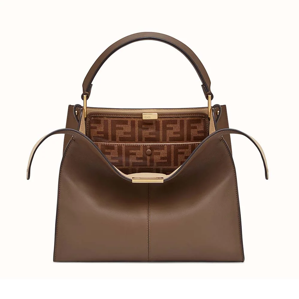 Fendi Peekaboo X-Lite Regular Leather Bag for Women in Brown
