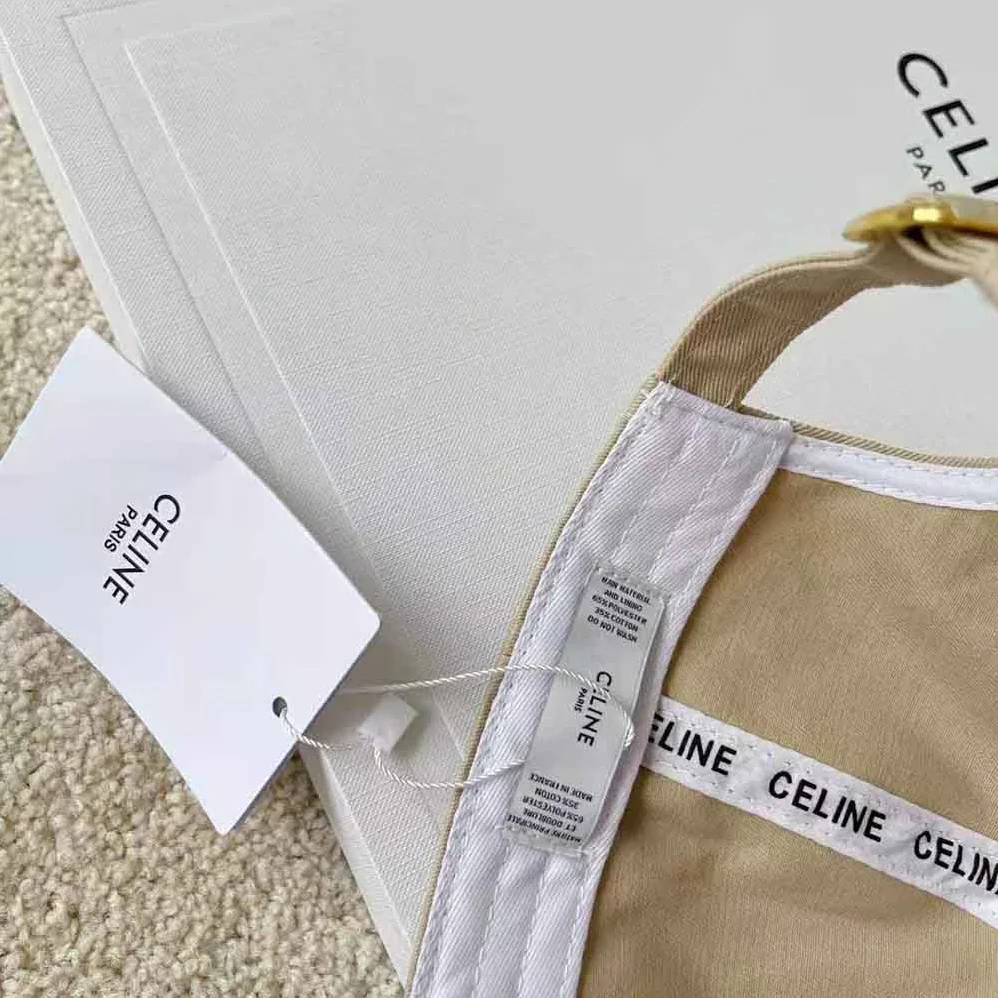 Celine 16 Patch Cotton Baseball Cap for Women in Beige