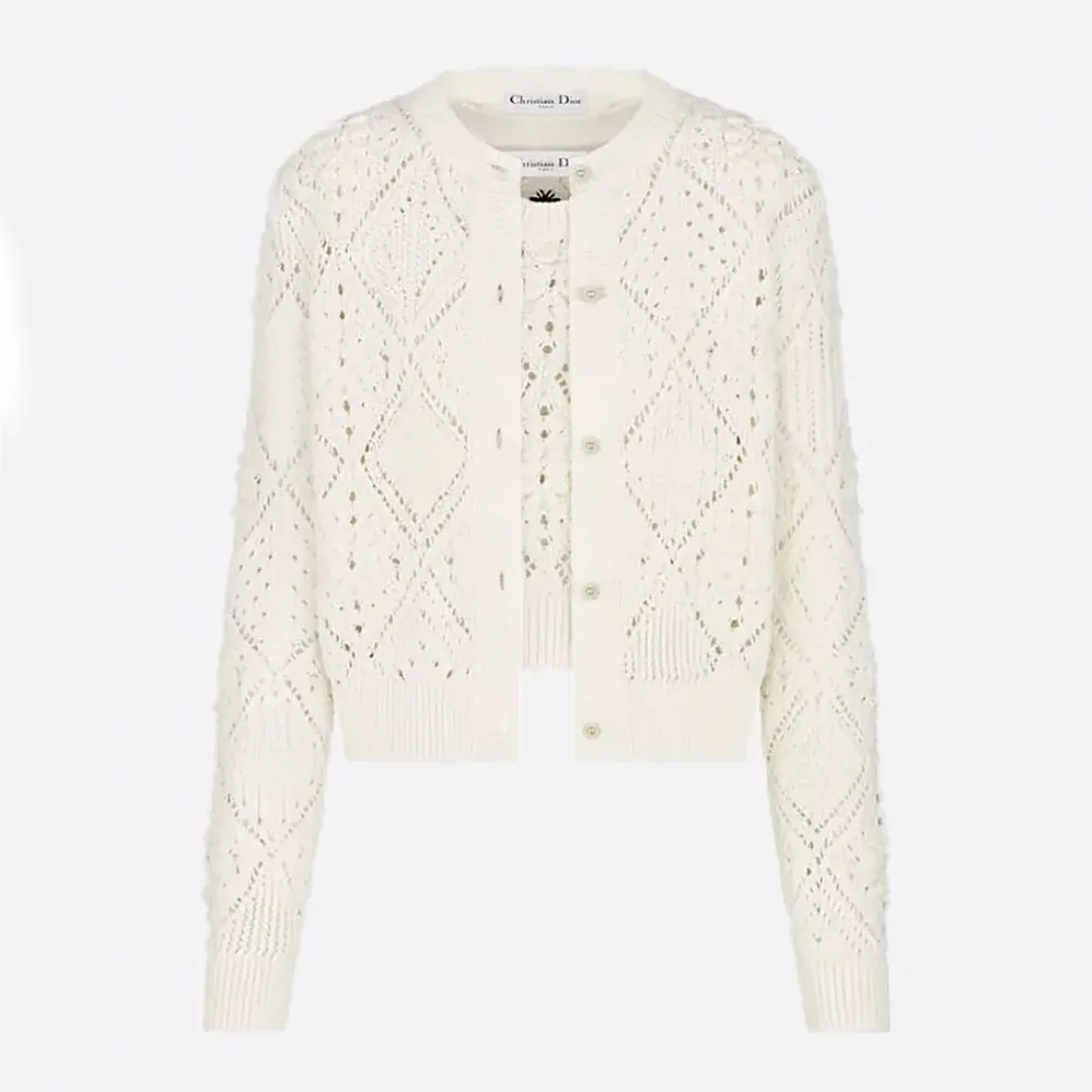 Dior Twinset White Openwork Cotton Knit for Women