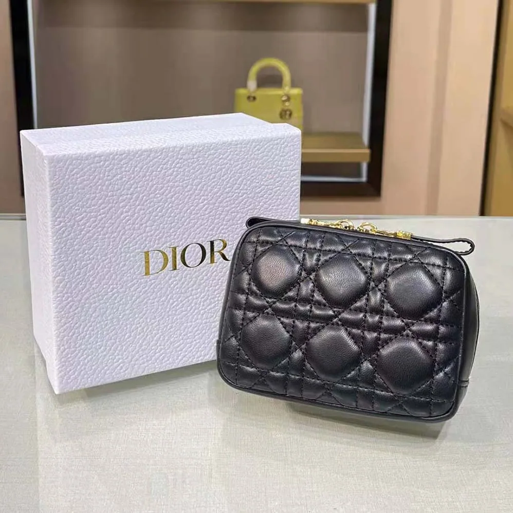 Dior Small Dior Caro Zipped Pouch Black Cannage Lambskin for Women Dior Small Dior Caro Zipped Pouch Black Cannage Lambskin for Women