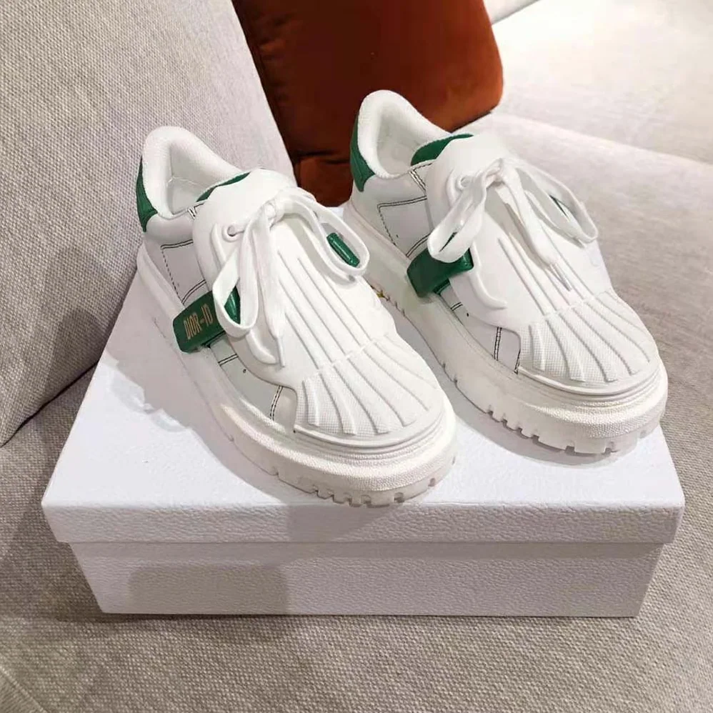 Dior Dior-id Sneaker White and Green Calfskin and Rubber for Women