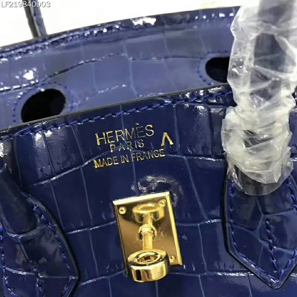 Hermes Birkin 30 Bag in Alligator Leather with Gold Hardware in Navy