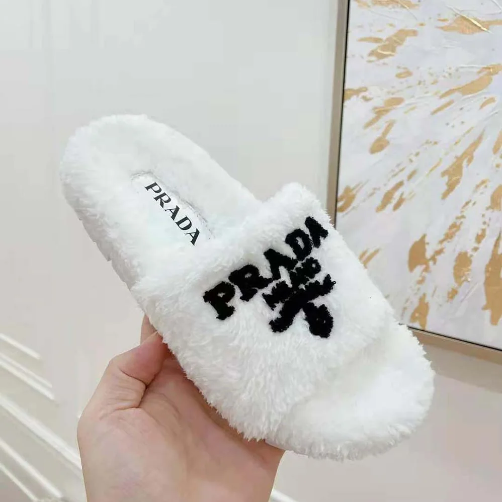 Prada Terry Cloth Slides for Women in White