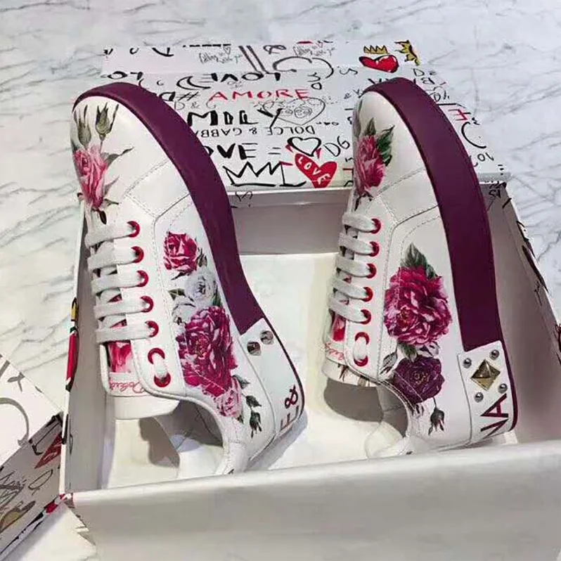 Dolce Gabbana D&G Shoes Zapatillas Pportofino De Becerro Estampado Con Aplicaciones for Women