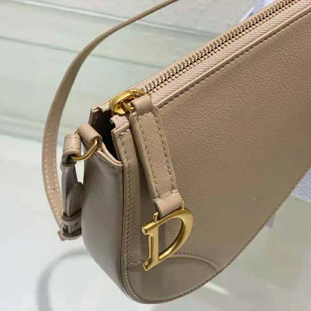 Dior Saddle Shoulder Pouch Biscuit Goatskin for Women