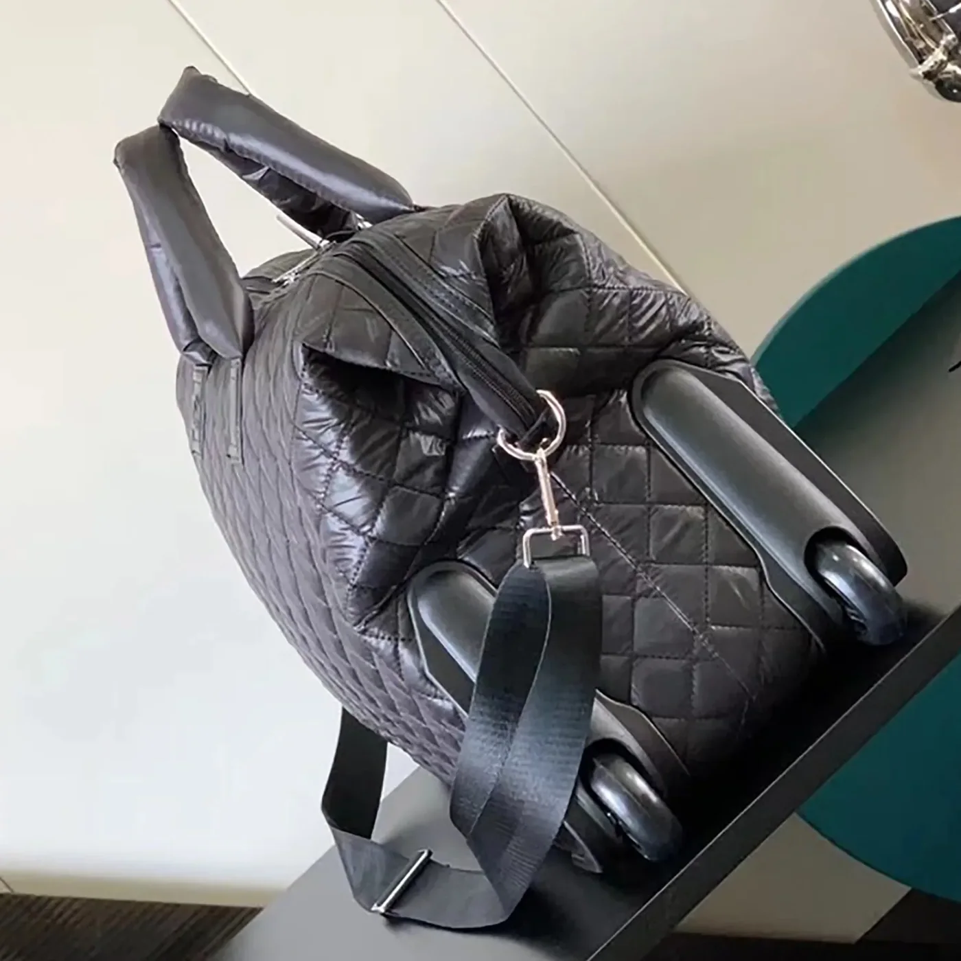 Chanel Quilted Rolling Duffle Bag Black / Chanel Quilted Rolling Duffle Bag Black /