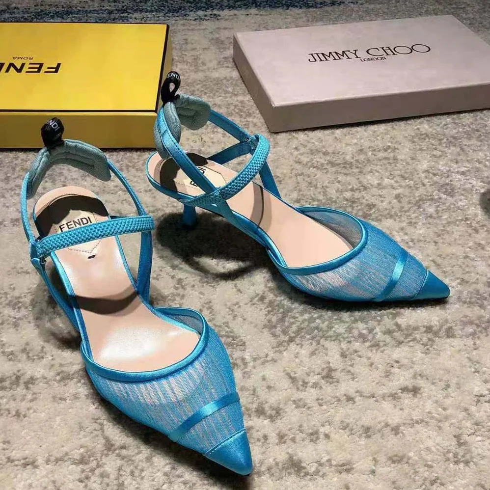 Fendi Turquoise Tulle and Satin Colibri Slingbacks in 80mm Heel for Women in Blue Fendi Turquoise Tulle and Satin Colibri Slingbacks in 80mm Heel for Women in Blue