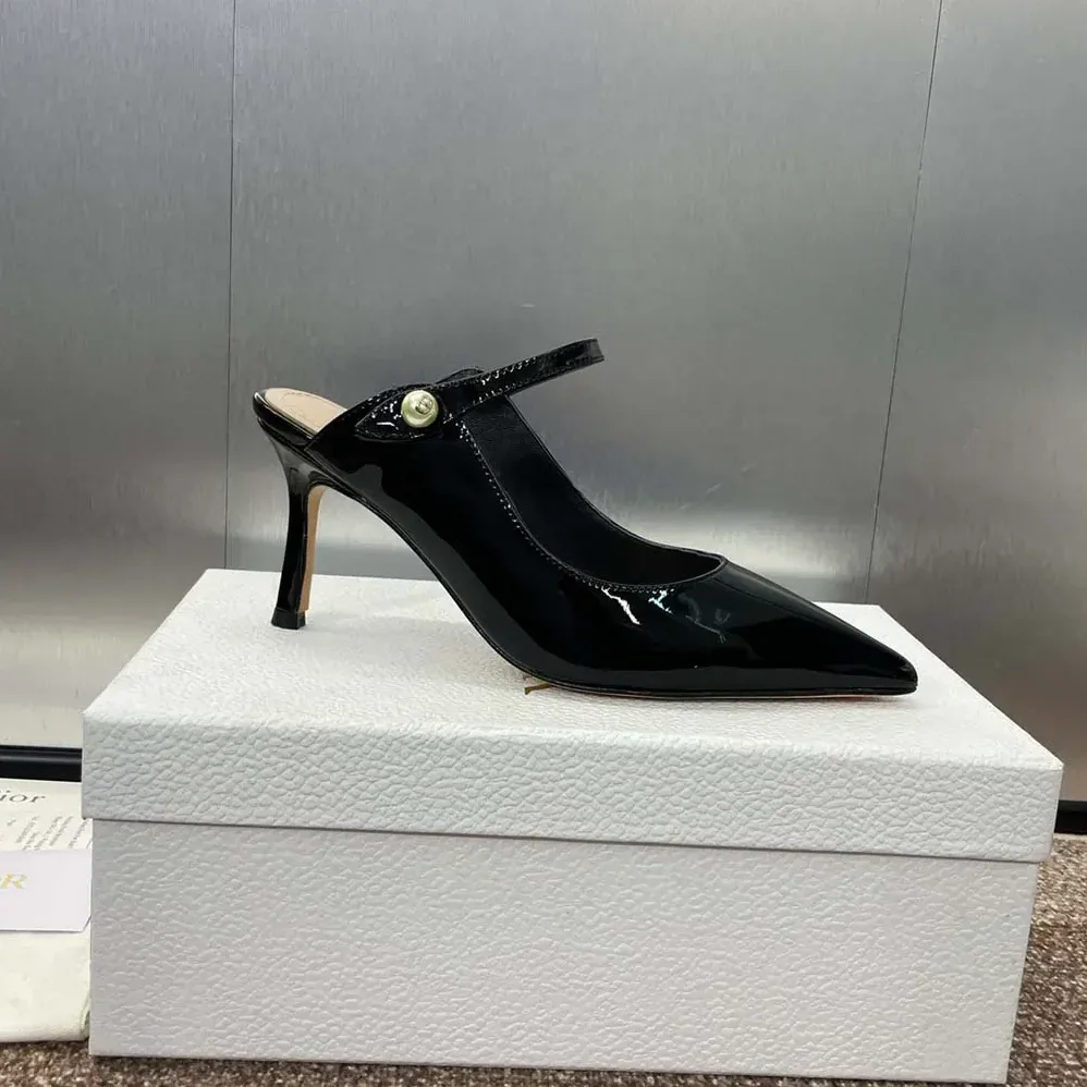 Dior Jolie Dior Heeled Mule Black Patent Calfskin for Women Dior Jolie Dior Heeled Mule Black Patent Calfskin for Women