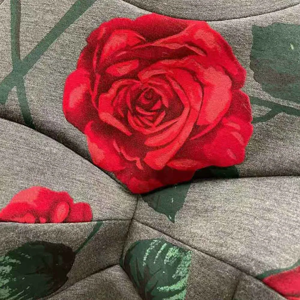 Dolce Gabbana D&G Technical Jersey Sweatshirt with Flocked Rose Print and Bustier Details for Women