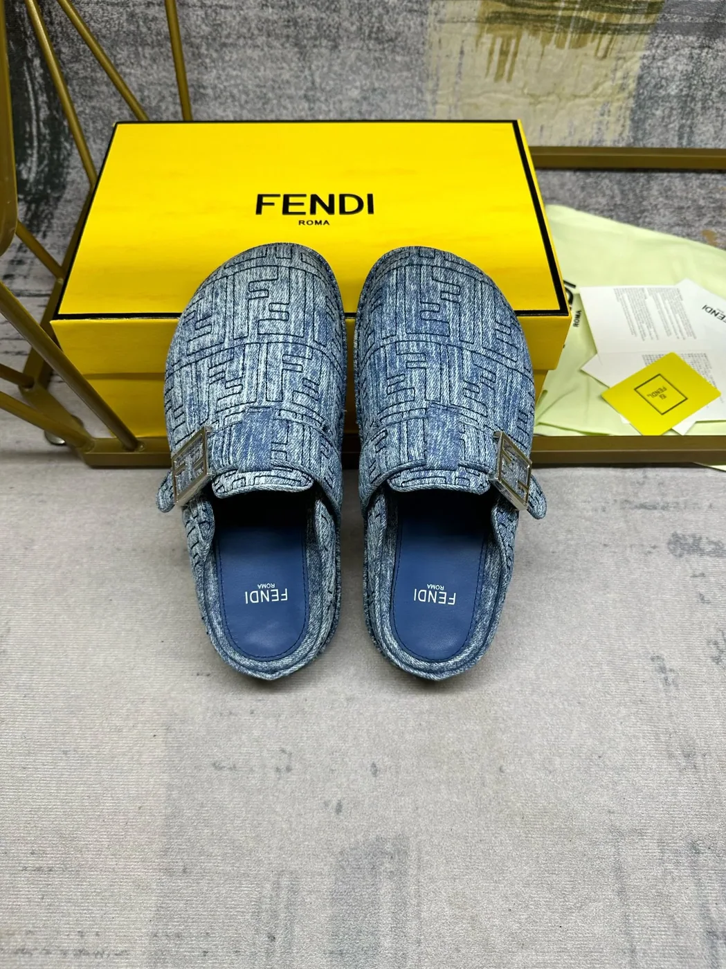 Fendi Feel Mules Blue