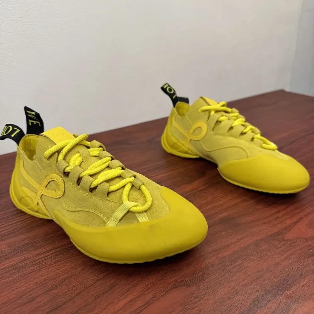 Loewe Grip Sneaker in Calfskin Suede for Unisex in Yellow
