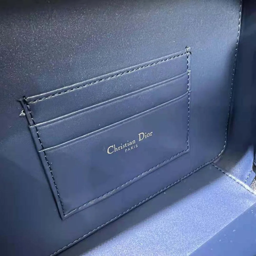 Dior Caro Box Bag with Chain Royal Blue Quilted Macrocannage Calfskin for Women