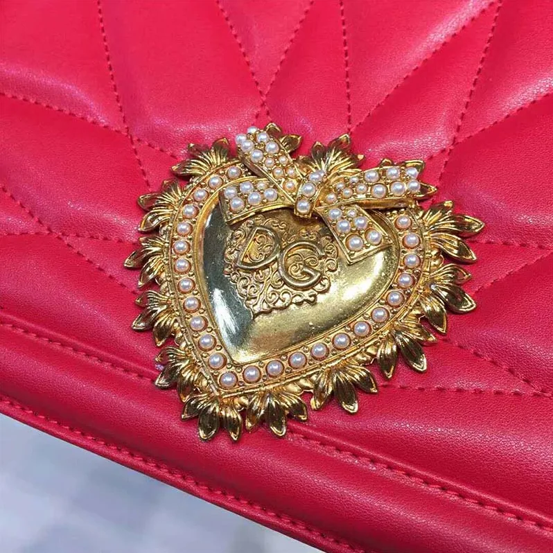 Dolce Gabbana D&G Medium Devotion Bag Quilted Nappa Leather for Women in Red