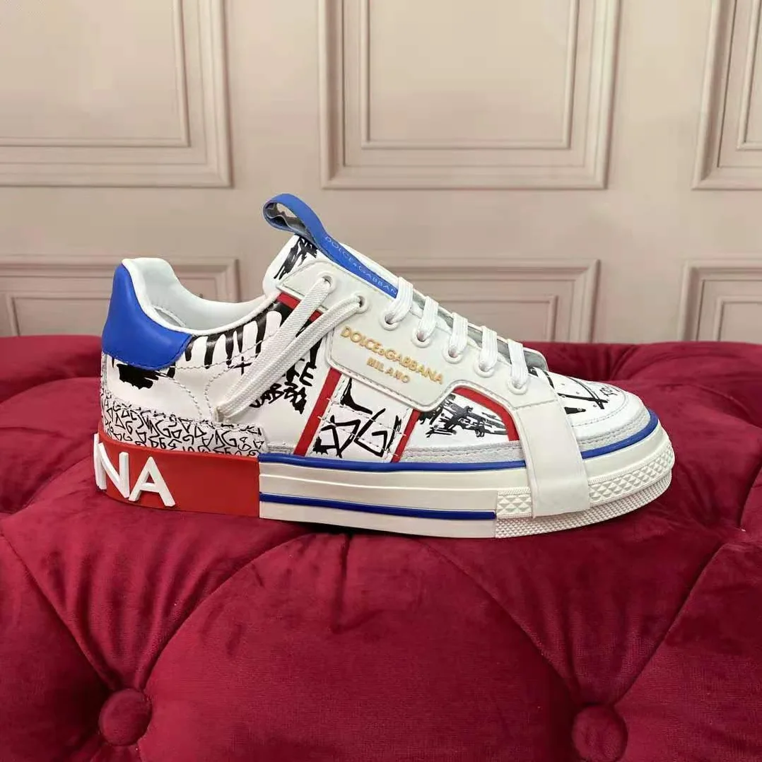 Dolce Gabbana D&G Graffiti-Print Calfskin Custom 2.Zero Sneakers for Men Dolce Gabbana D&G Graffiti-Print Calfskin Custom 2.Zero Sneakers for Men