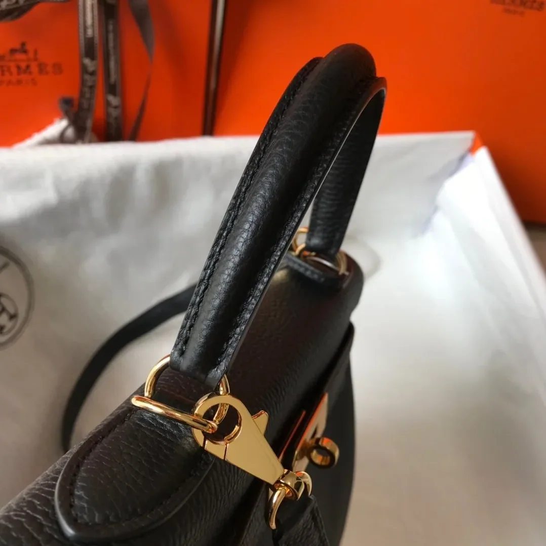 Hermes Kelly 28 Retourne Togo Black Bag