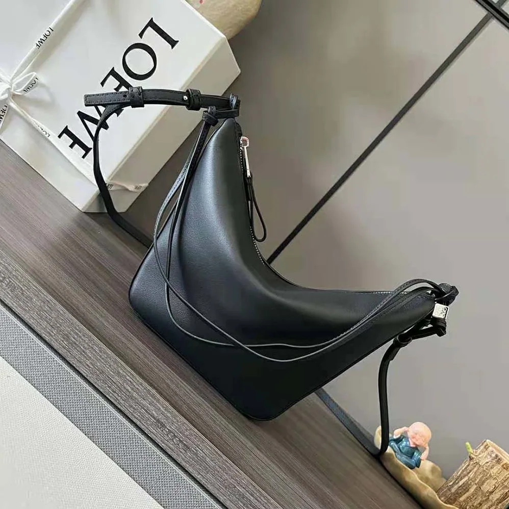 Loewe Mini Hammock Hobo Bag in Classic Calfskin for Women in Black Loewe Mini Hammock Hobo Bag in Classic Calfskin for Women in Black