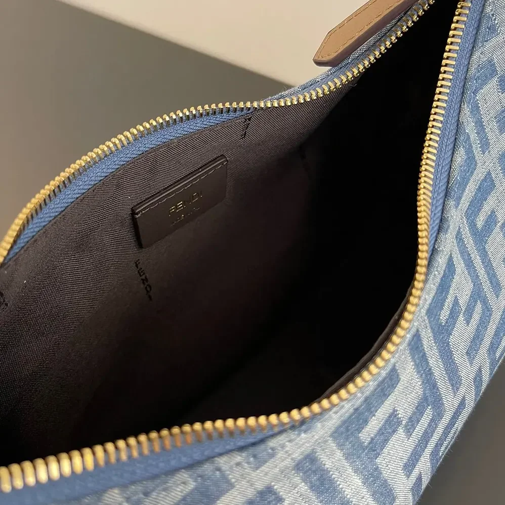 Fendi Fendigraphy Small Light blue FF Denim Fabric Bag for Women