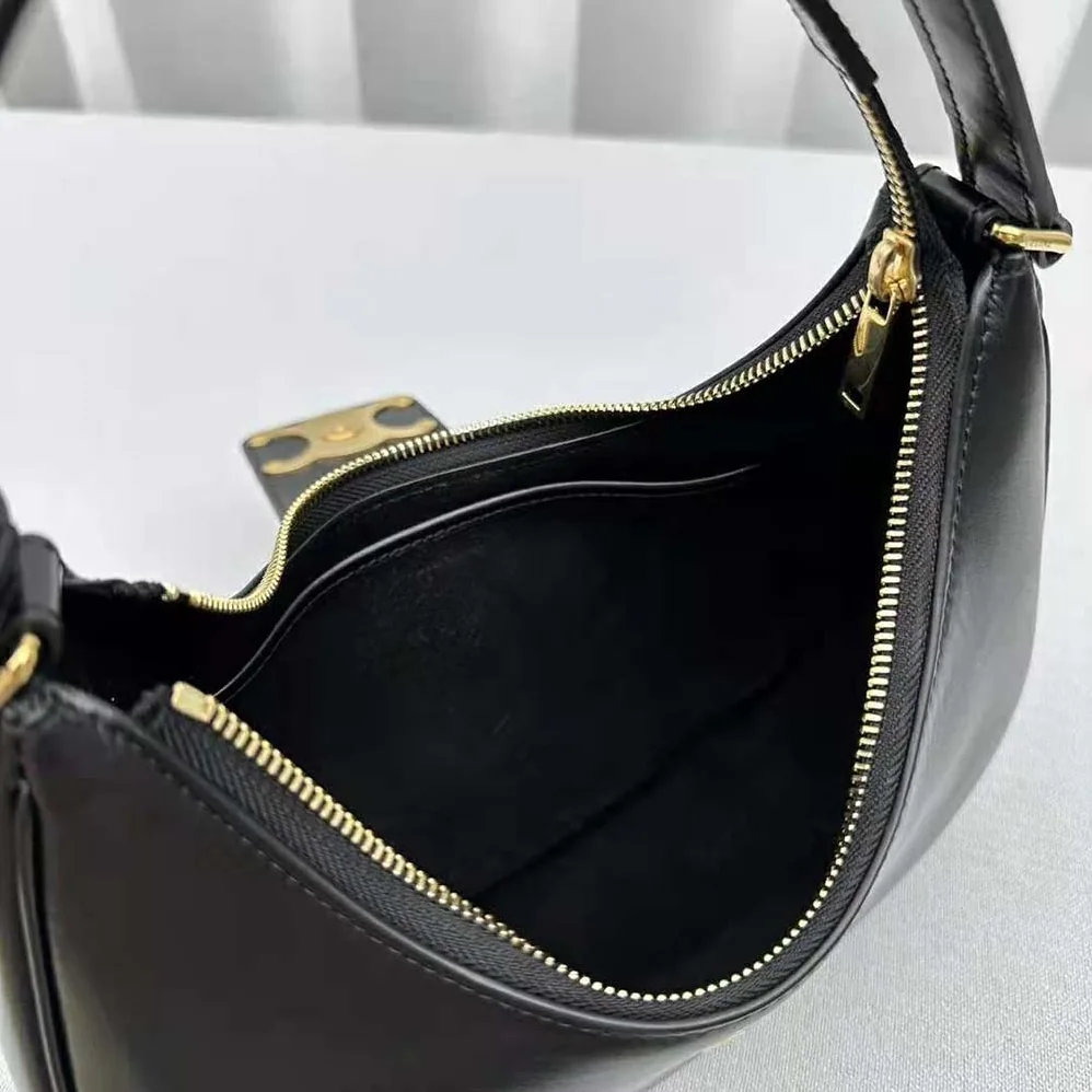 Celine Ava Triomphe Soft Bag in Smooth Calfskin for Women in Black