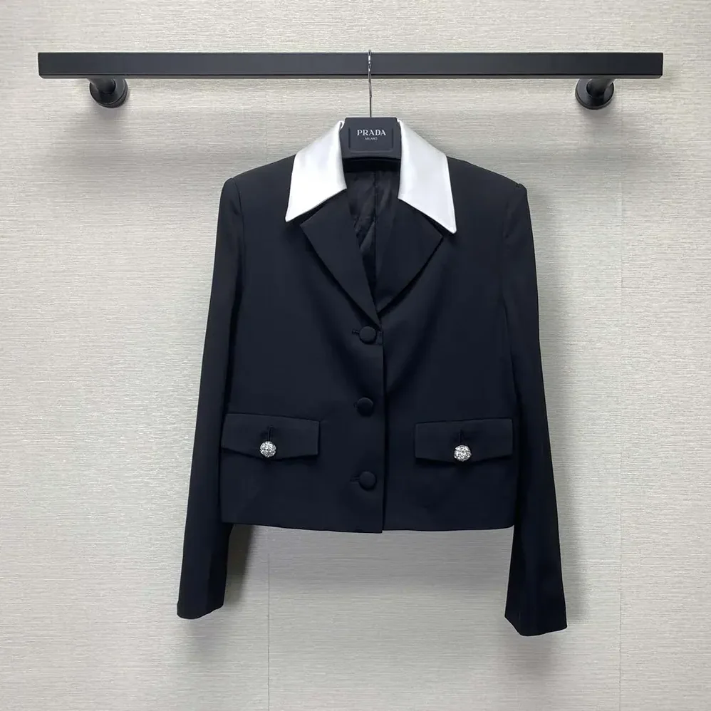 Prada Single-breasted Wool and Satin Jacket for Women